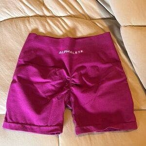 Alphalete Purple Bike Shorts High Waist Performance